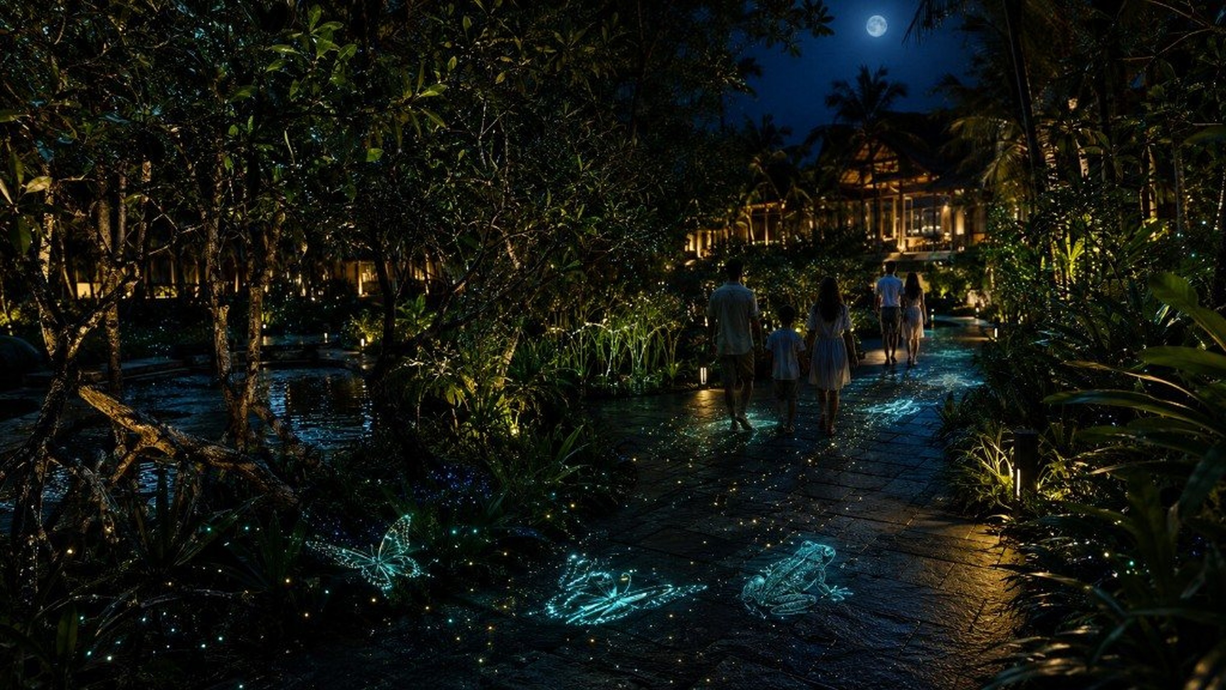 Concept visualization — ANDATA LAB: a nocturnal garden path of species and light
